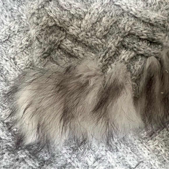 Penny Lane Fur Trim Wool Angora Cable Knit Women Cardigan Sweater Cottage Core - Picture 10 of 16